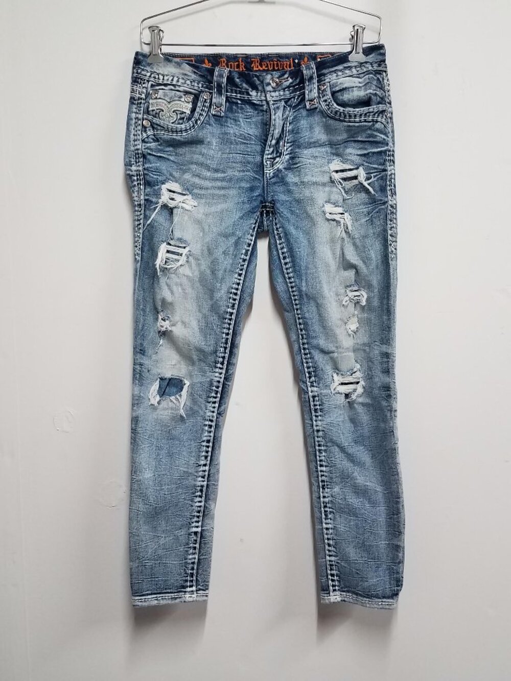 Rock Revival Jeans Blue Womens 27 Denim Celinda Low Rise Ankle Skinny AK266
